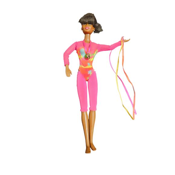 Vintage 1993 Gymnast Barbie Doll Bend & Move Body - African American - Rare - Picture 2 of 15
